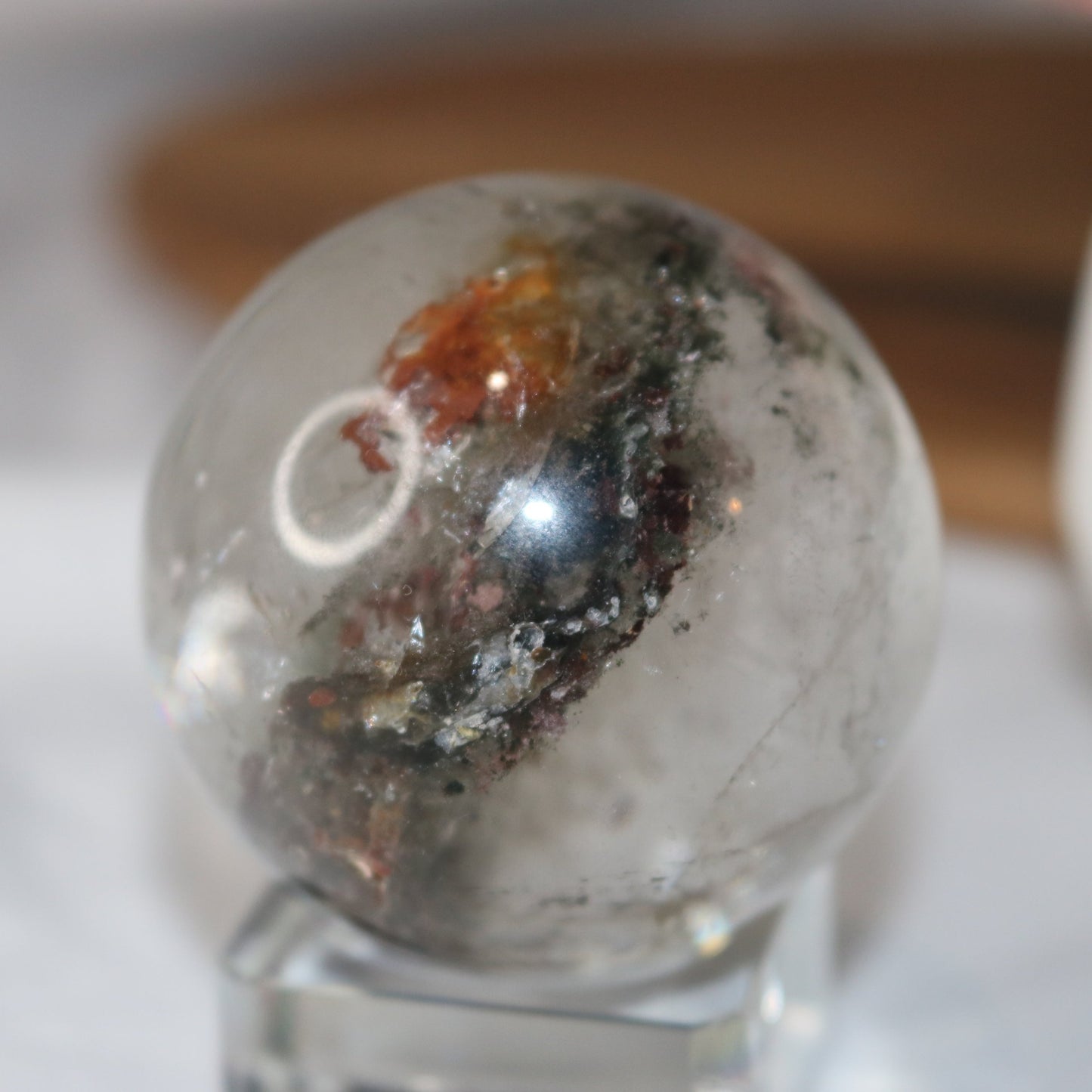 "Double Dimension" Beautiful, Clear Phantom Quartz Sphere