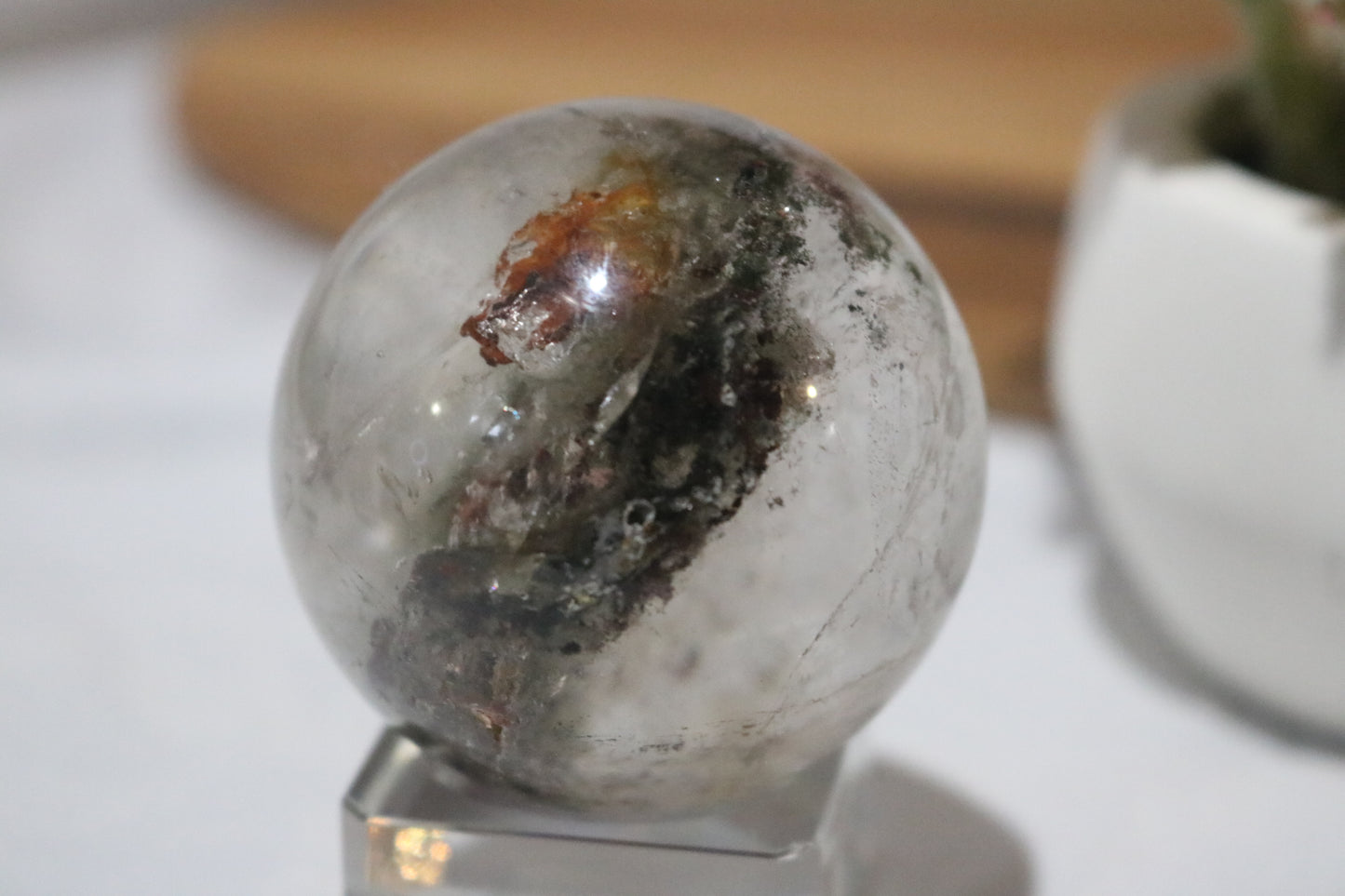 "Double Dimension" Beautiful, Clear Phantom Quartz Sphere