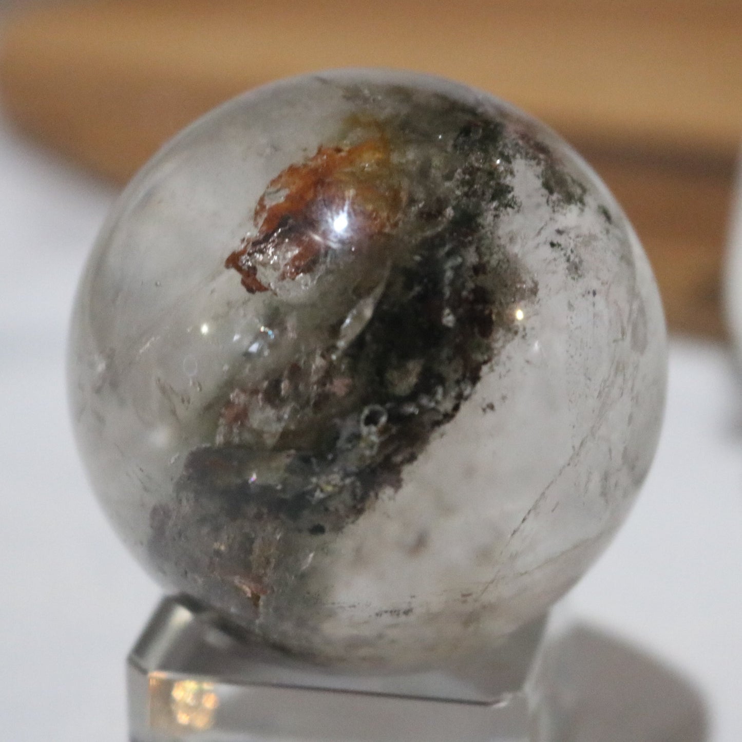 "Double Dimension" Beautiful, Clear Phantom Quartz Sphere