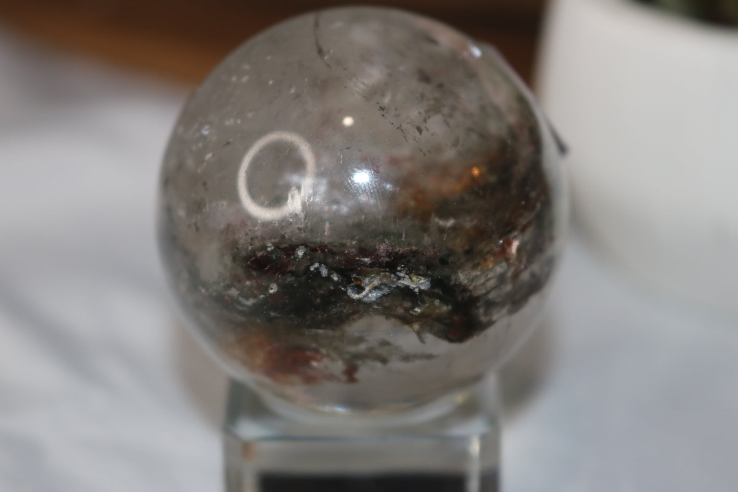 "Double Dimension" Beautiful, Clear Phantom Quartz Sphere