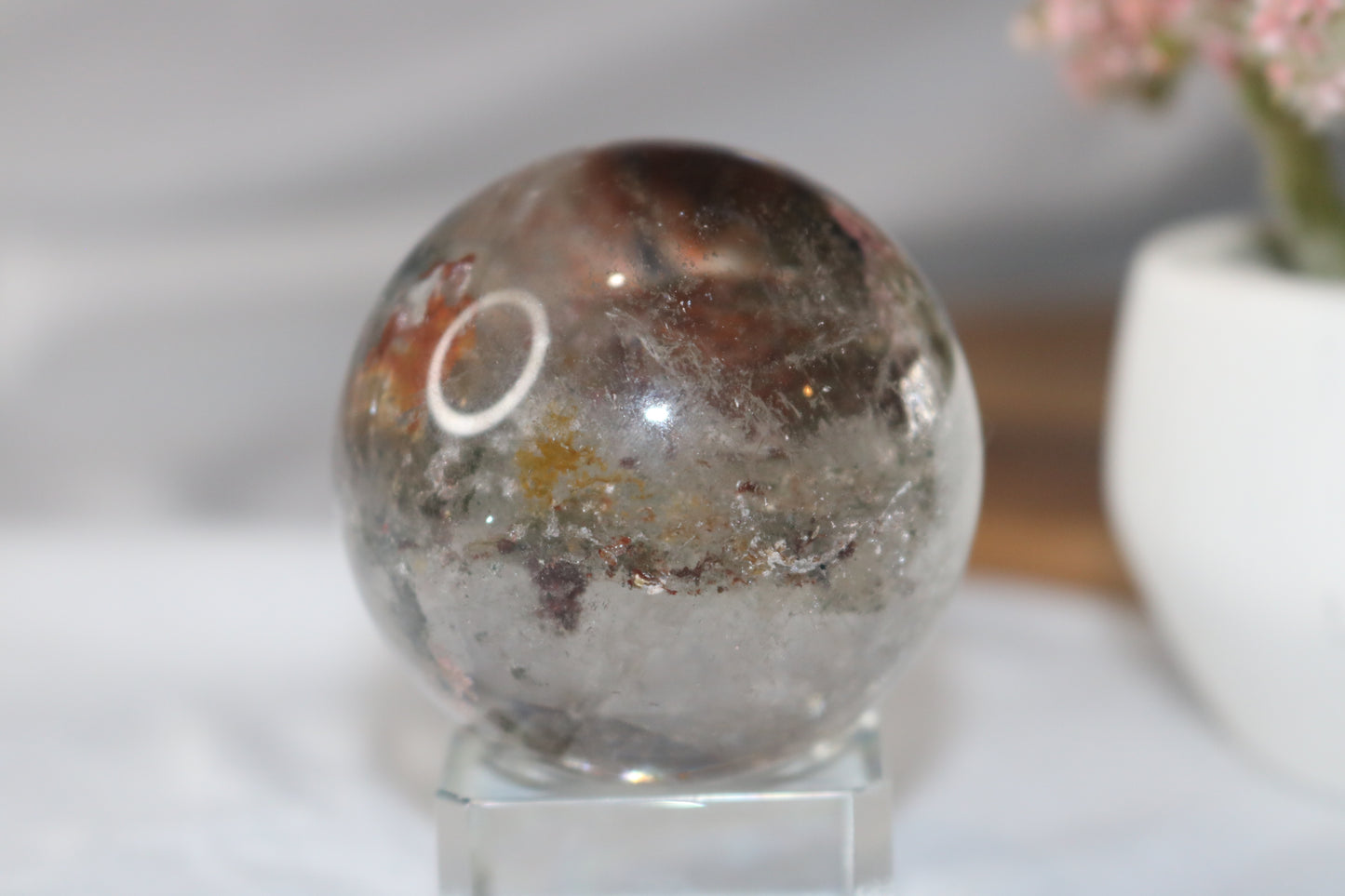 "Double Dimension" Beautiful, Clear Phantom Quartz Sphere