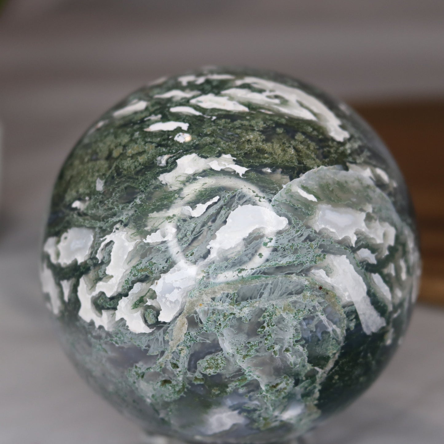 Rainforest Moss Agate Sphere. Rainforest Crystal Ball. Beautiful Moss Agate