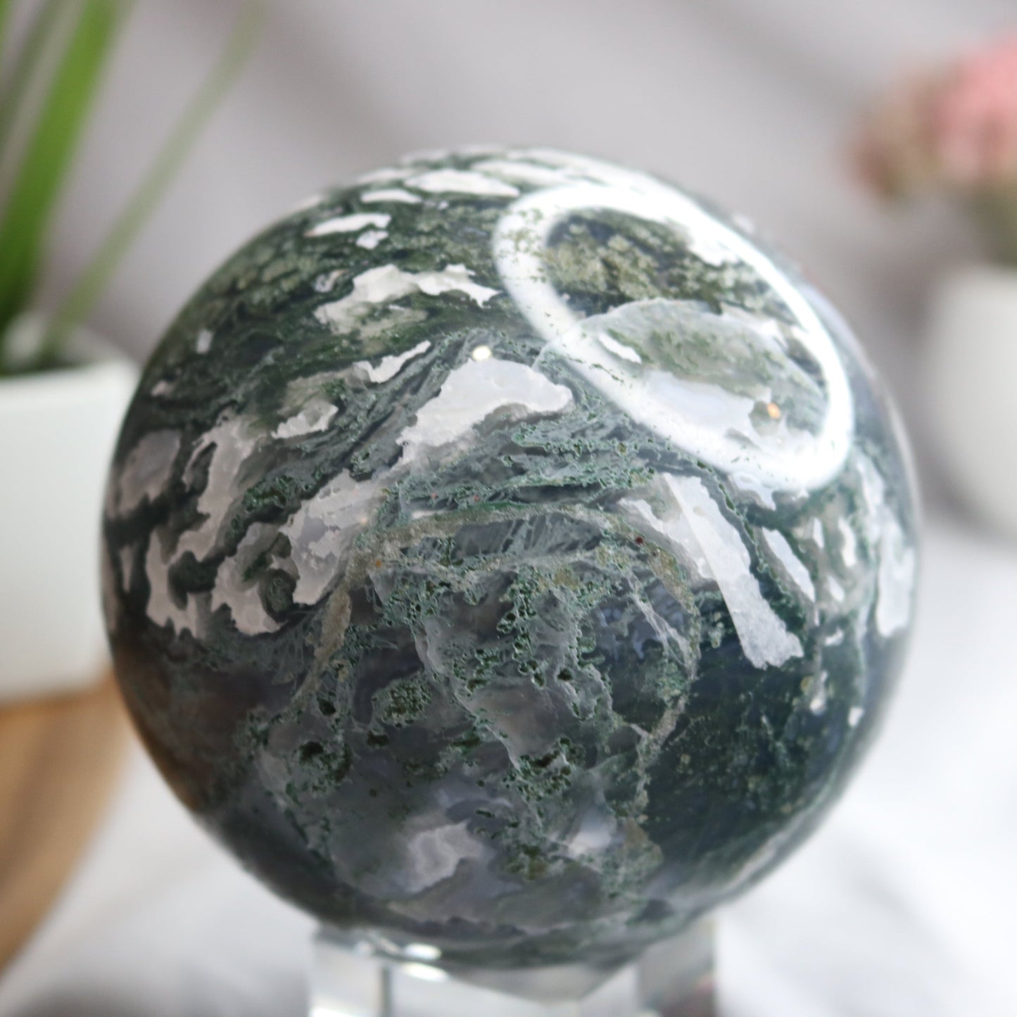 Rainforest Moss Agate Sphere. Rainforest Crystal Ball. Beautiful Moss Agate