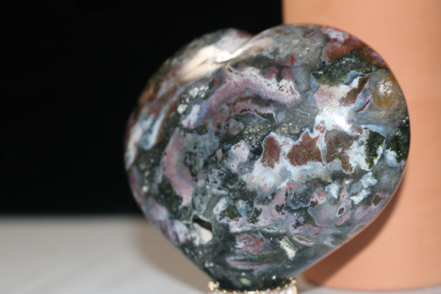Pink Moss Agate Heart