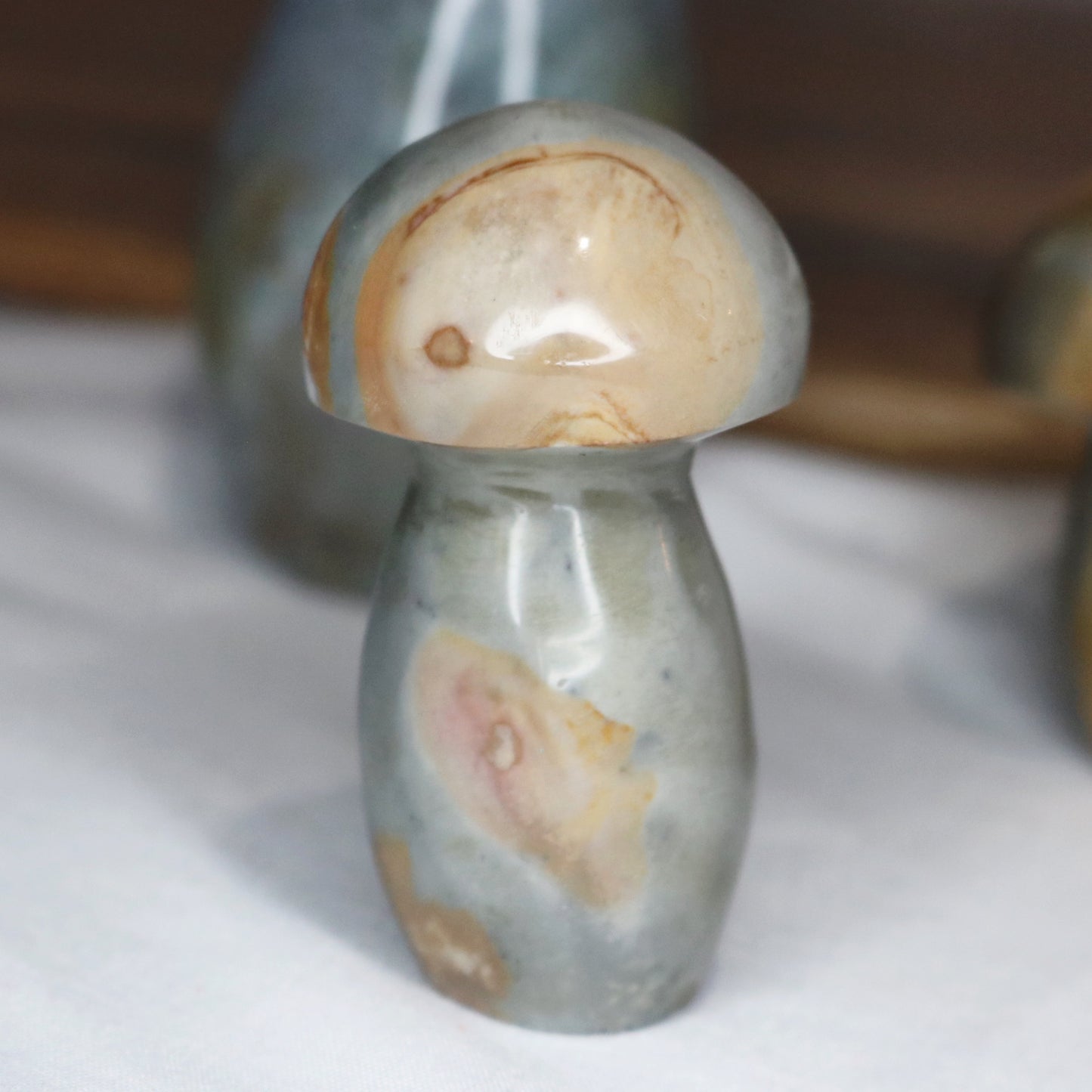 Polychrome Jasper Mushroom Carving