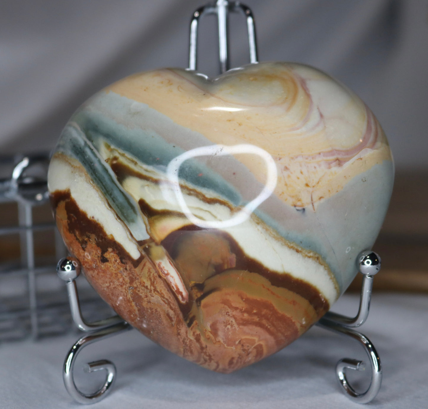 Beautiful Polychrome Jasper Heart-shape (multi-color)
