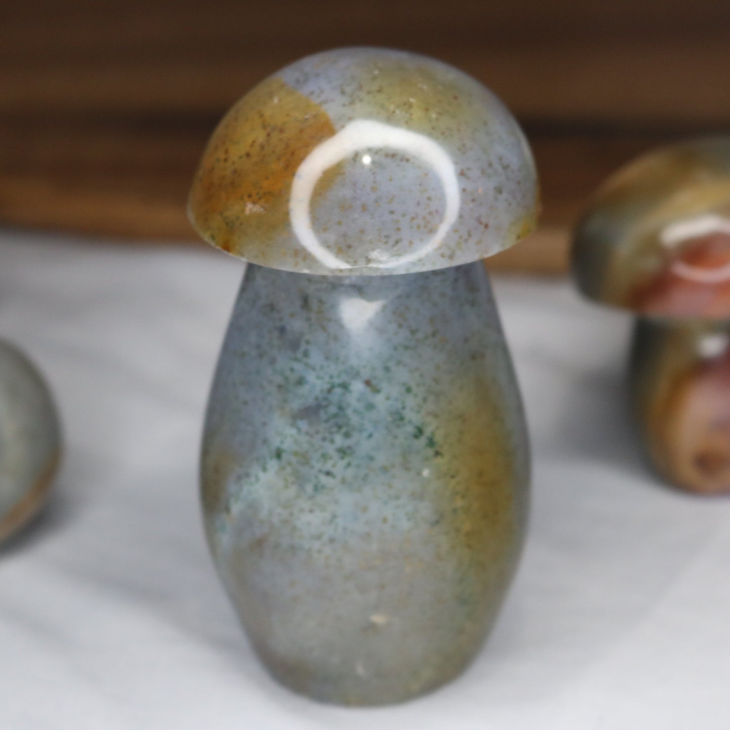 Polychrome Jasper Mushroom Carving