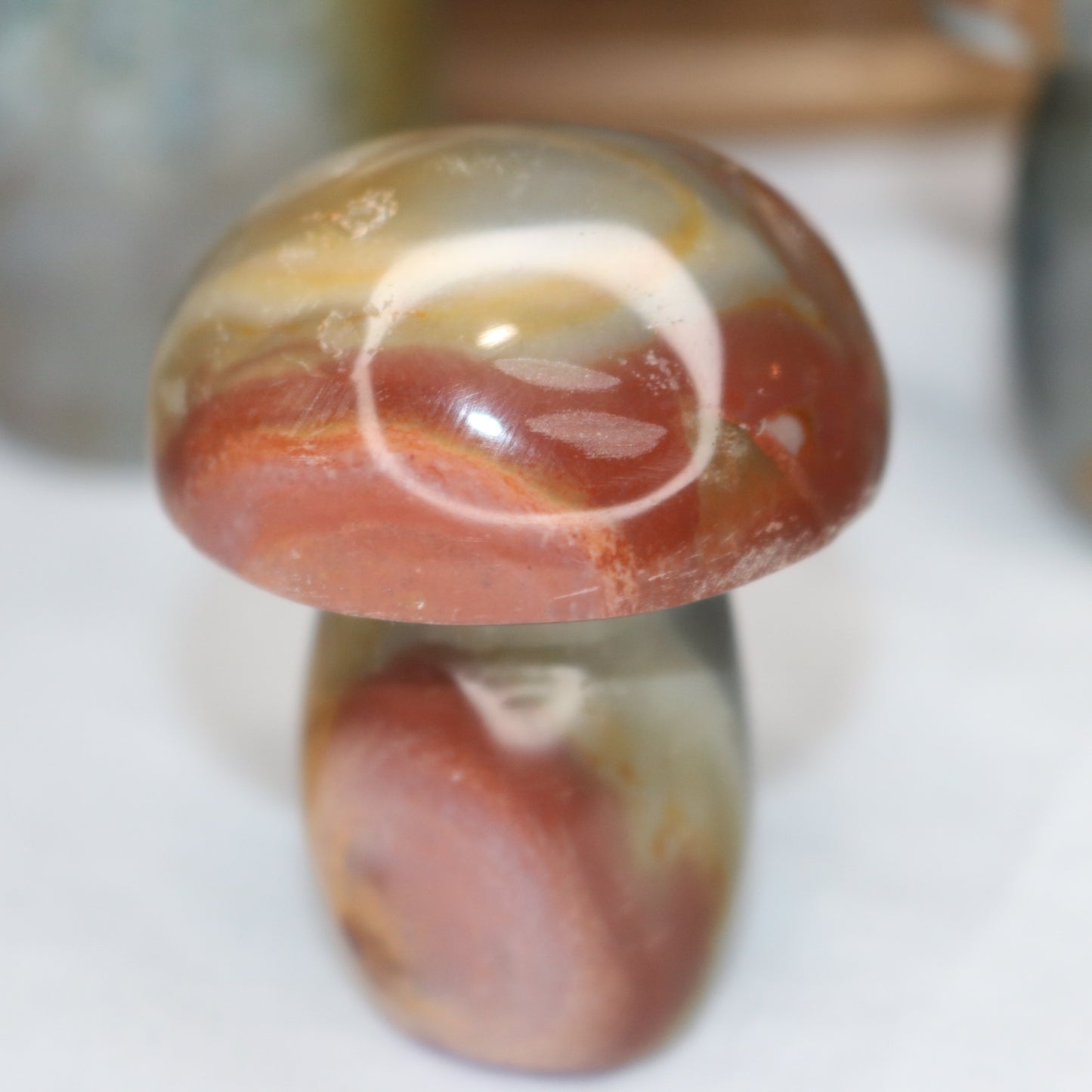 Polychrome Jasper Mushroom Carving