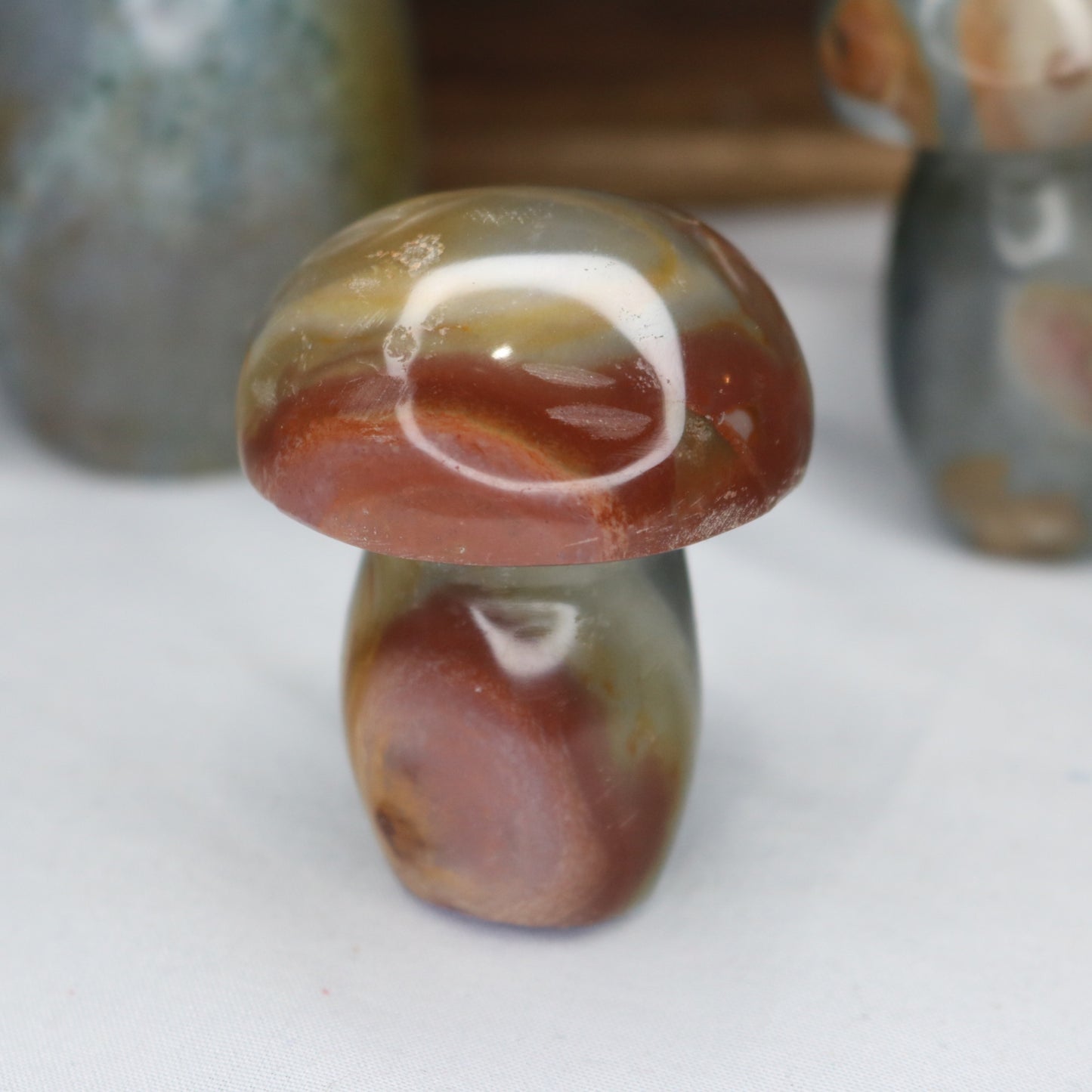 Polychrome Jasper Mushroom Carving