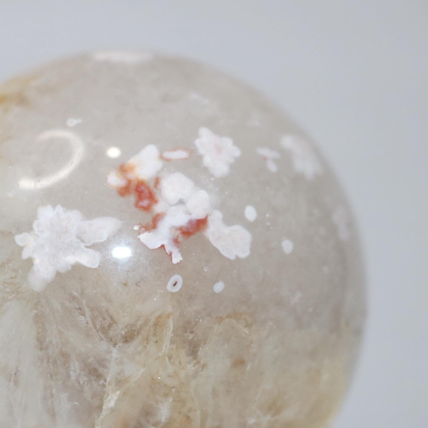 Cherry Blossom Agate Sphere with Cave Cluster