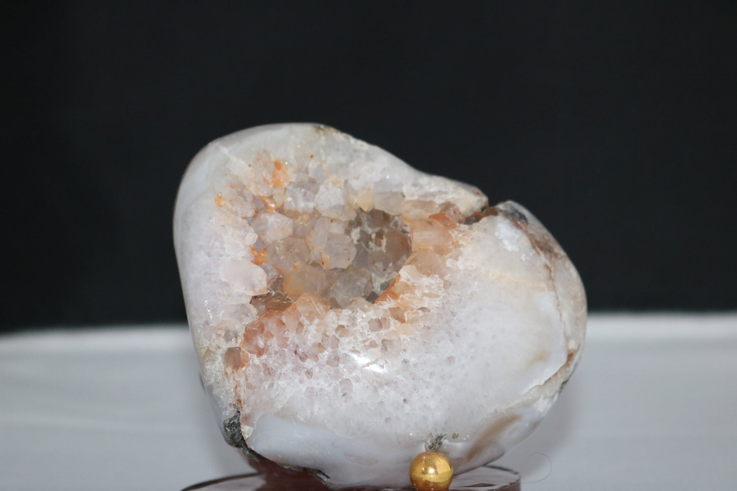 Large Natural Agate Heart-shape with Cluster and Druzy