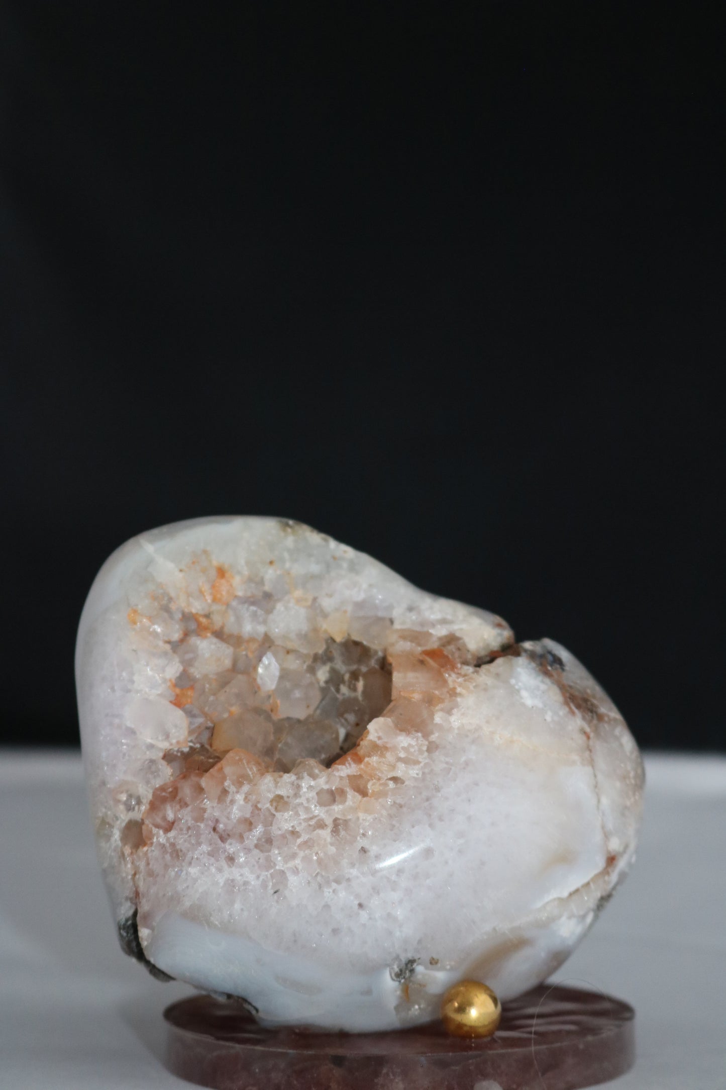 Large Natural Agate Heart-shape with Cluster and Druzy