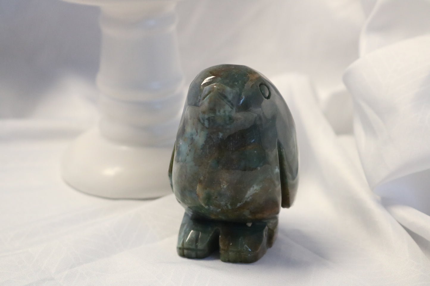 Beautiful Ocean Jasper Penguin Carving