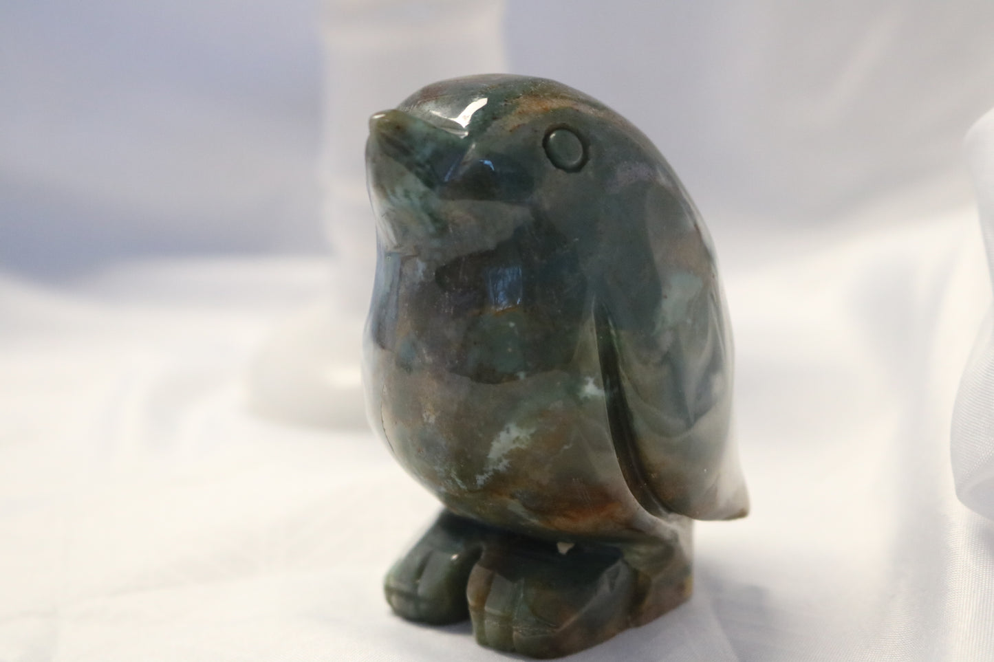 Beautiful Ocean Jasper Penguin Carving