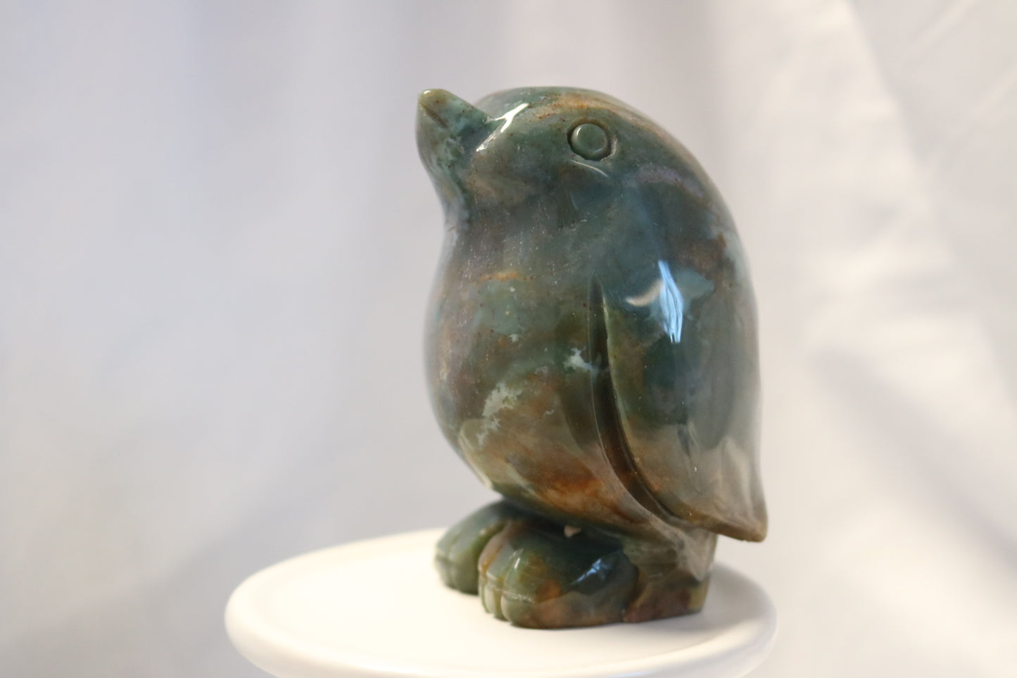 Beautiful Ocean Jasper Penguin Carving