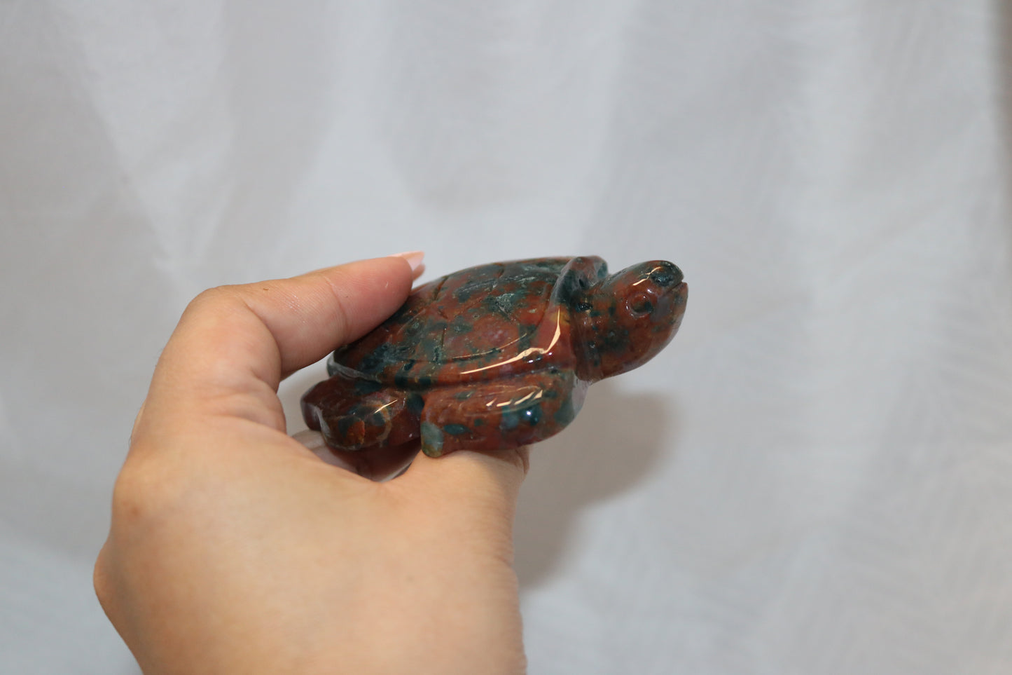 Heliotrope Jasper Turtle Carving