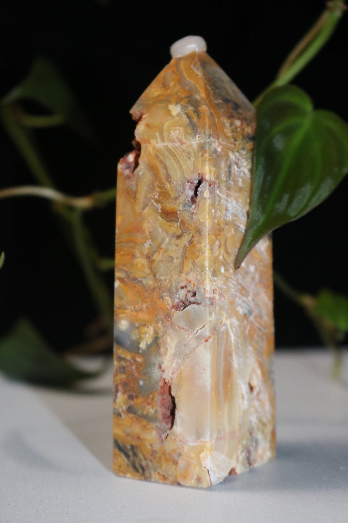 4-inch Crazy Lace Agate Tower