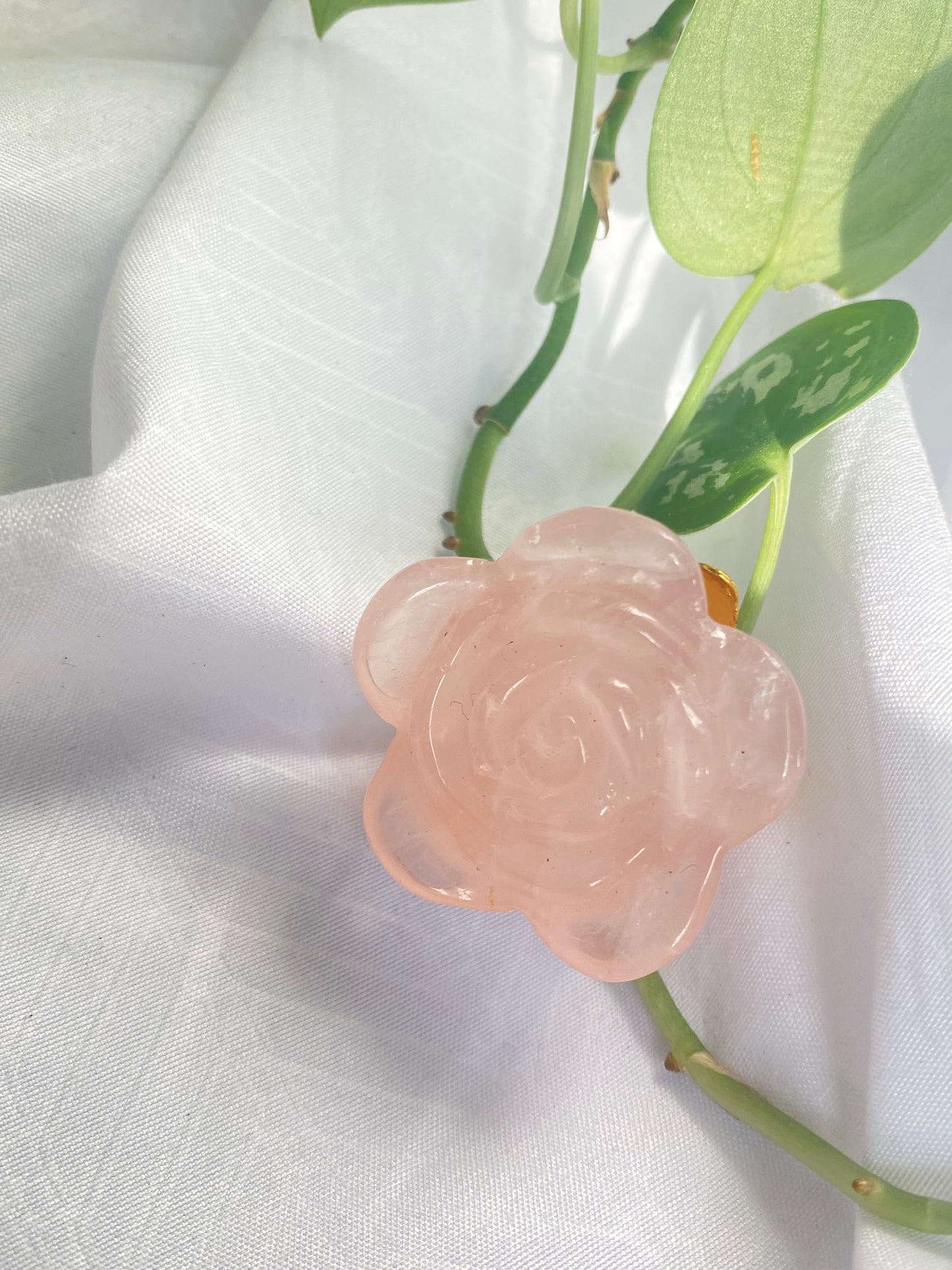 Rose Quartz "Rose Flower" Carving