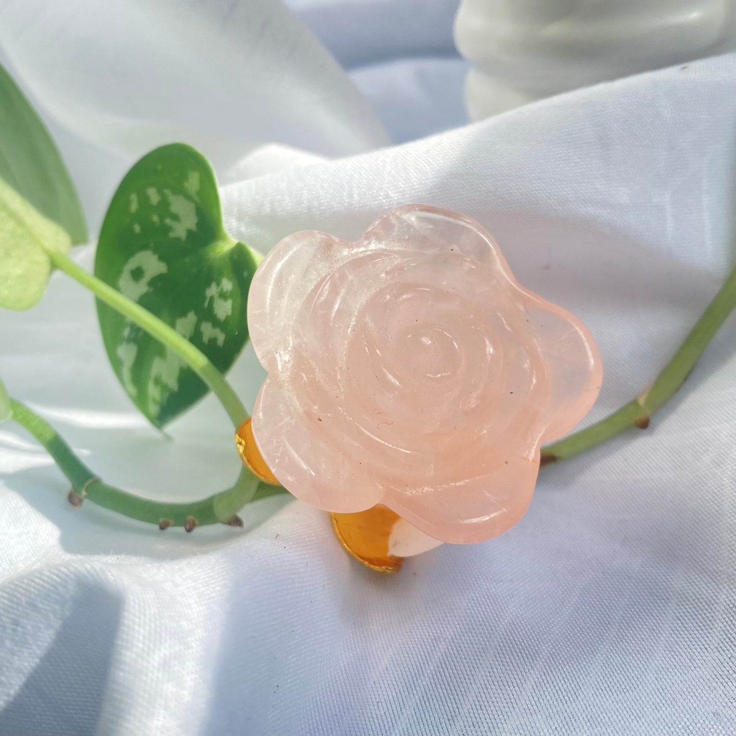 Rose Quartz "Rose Flower" Carving