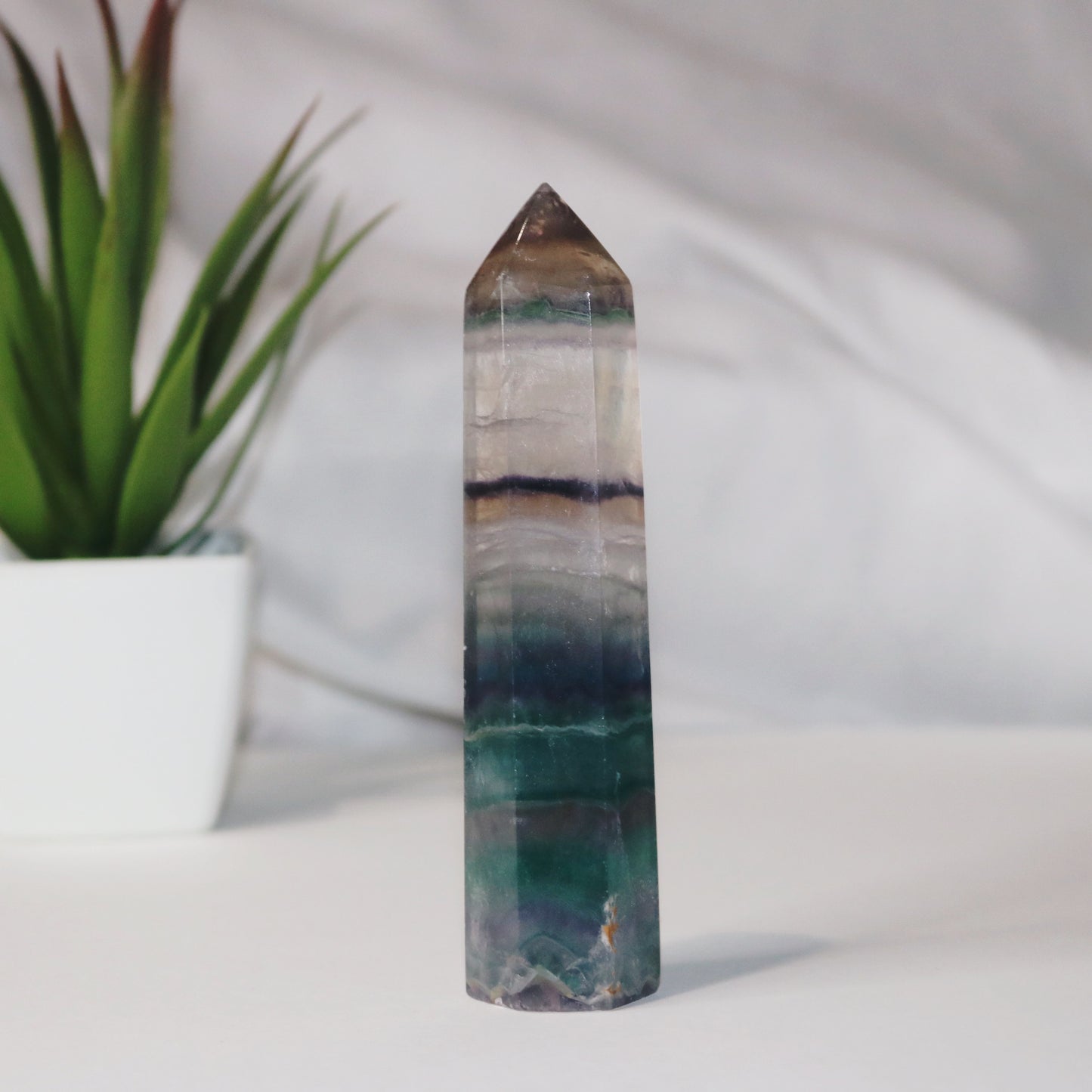 Clear Rainbow Fluorite Tower