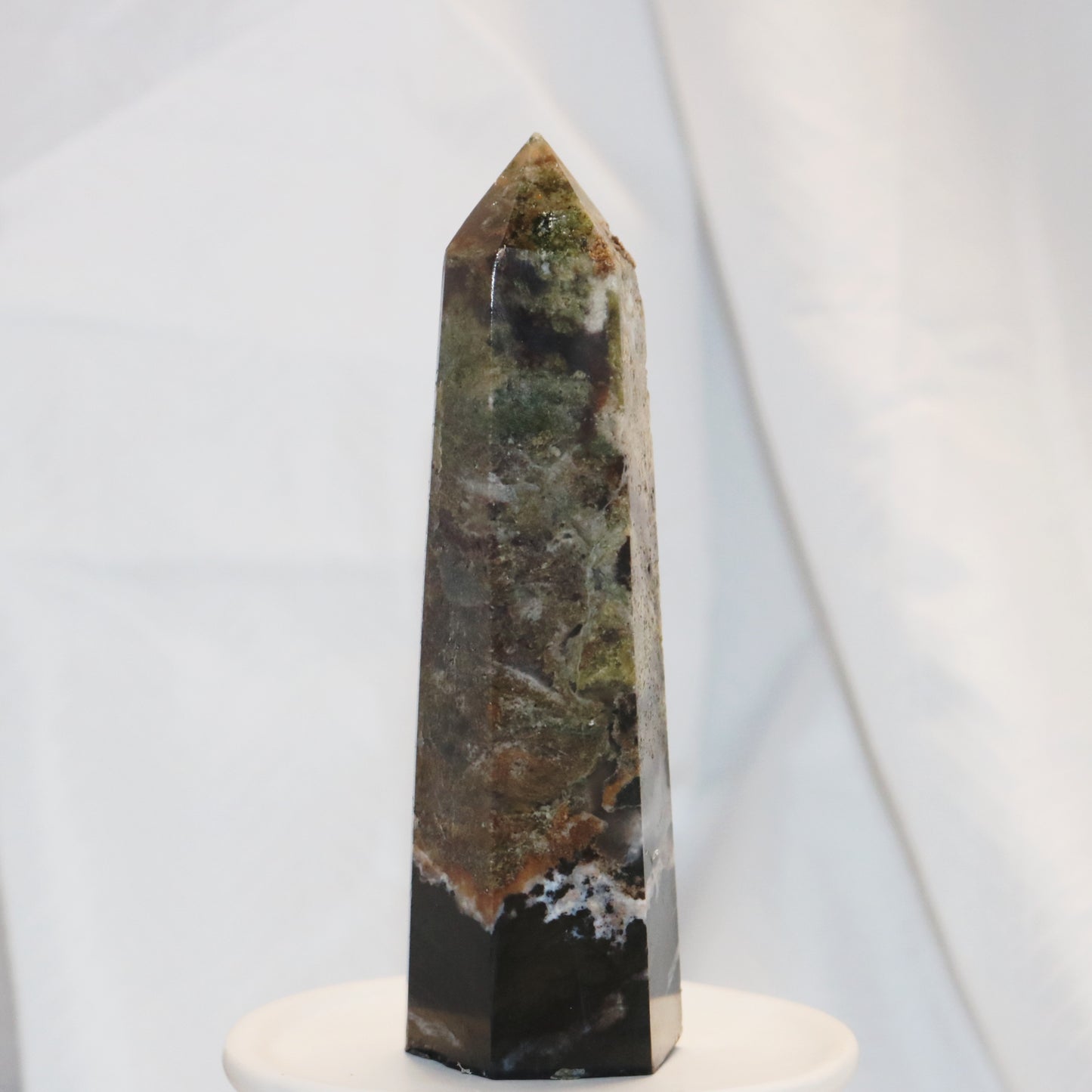 Unique Dark Moss Agate Tower