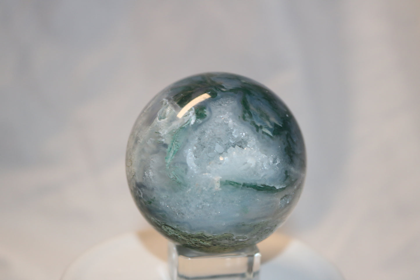 Druzy Rainforest Moss Agate Sphere. Rainforest Crystal Ball. Beautiful Druzy Moss Agate