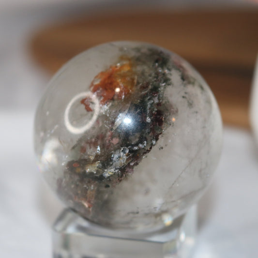 "Double Dimension" Beautiful, Clear Phantom Quartz Sphere