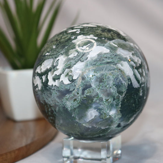 Rainforest Moss Agate Sphere. Rainforest Crystal Ball. Beautiful Moss Agate
