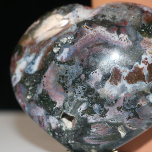 Pink Moss Agate Heart