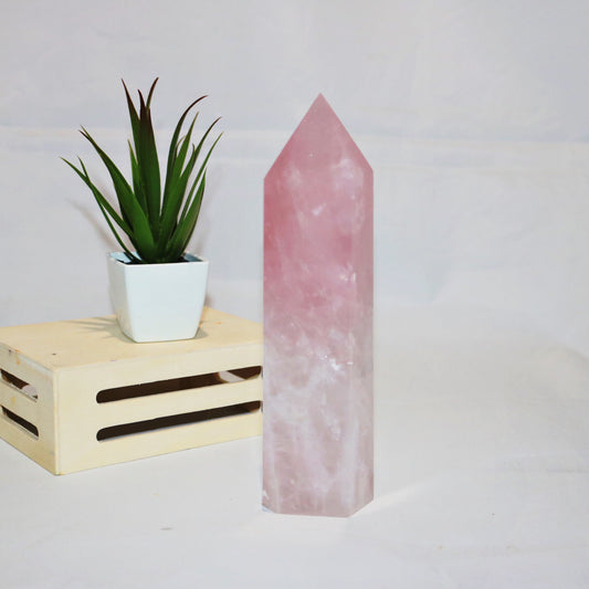 XXL High Grade Rose Quartz Tower. Collector's Item