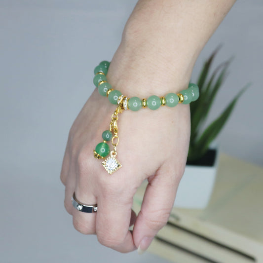 Lucky Bracelet. Natural Aventurine Crystals Beads.