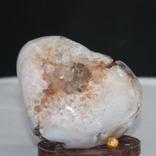 Large Natural Agate Heart-shape with Cluster and Druzy