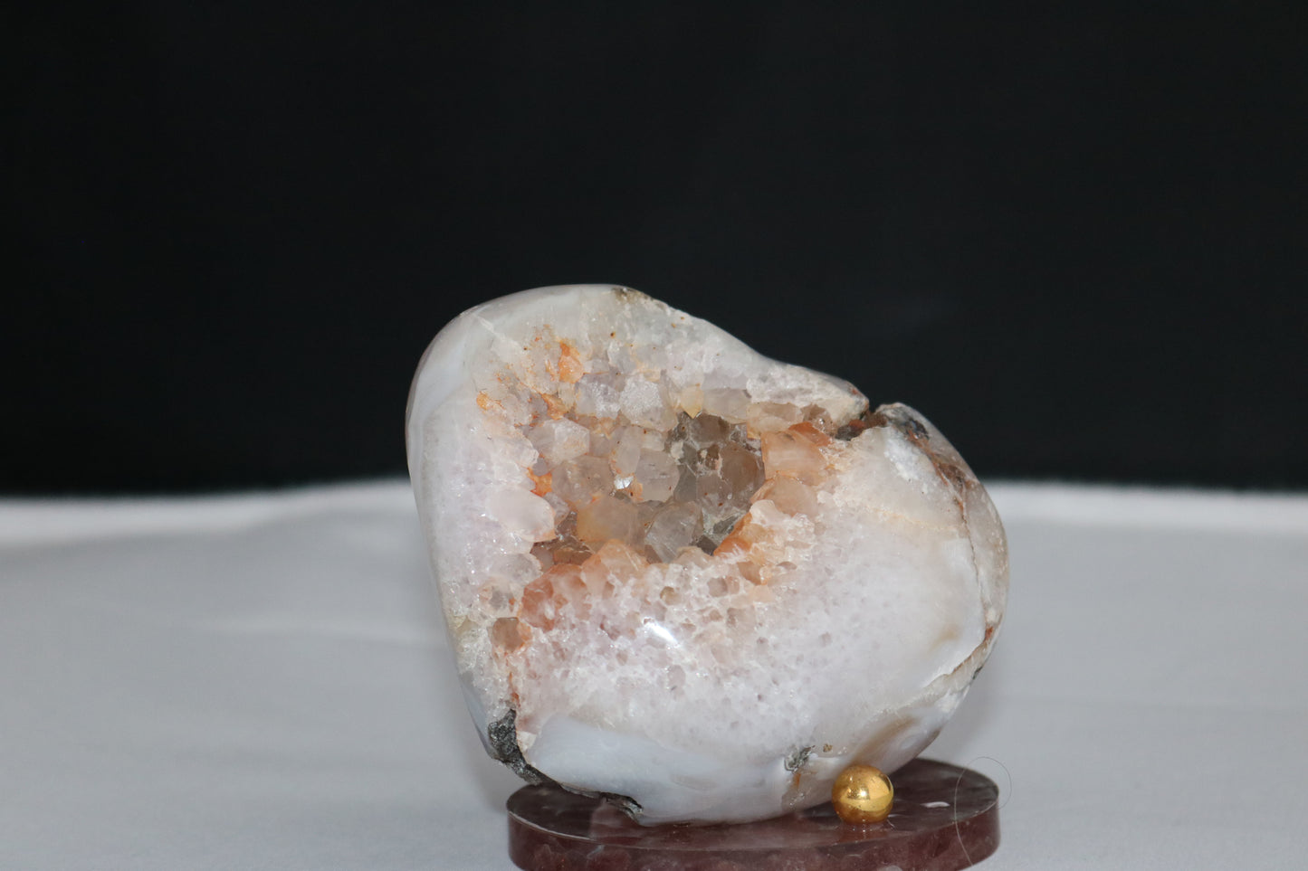 Large Natural Agate Heart-shape with Cluster and Druzy