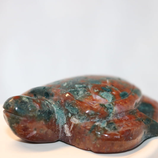 Heliotrope Jasper Turtle Carving