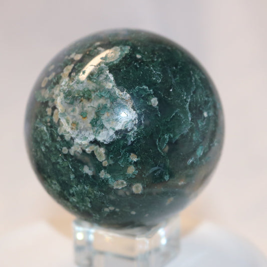 Moss Agate Sphere. Dark Green Moss Agate Crystal Ball