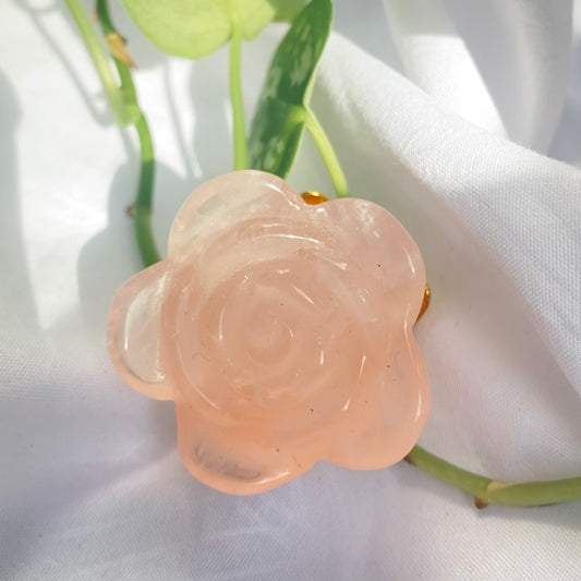 Rose Quartz "Rose Flower" Carving
